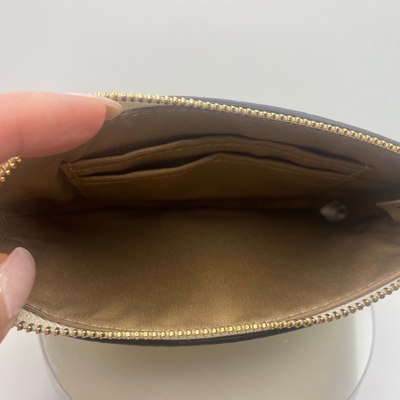 Coach Cream Leather Clutch with Zipper Closure